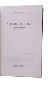 A force d'oubli. Belva Plain