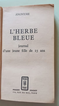 L'herbe bleue : journal d'une jeune fille de 15 ans. Anonyme
