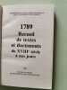1789 Recueil de textes et documents du XVIIIe si&egrave;cle &agrave; nos jours (R&eacute;volution fran&ccedil;aise). De La Jeunesse Et Des Sports - Centre National De ...