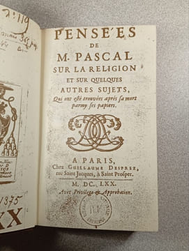 Pensées de M. pascal sur la religion et sur quelques autres sujets. Blaise Pascal