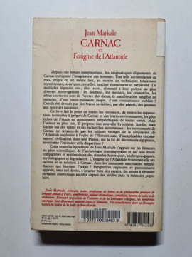 Carnac et l'enigme de l'Atlantide (Histoire de la France secrete). Jean Markale