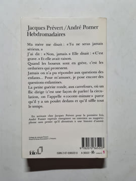 Hebdromadaires (Folio). Prevert/Pozner