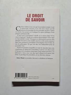 Le Droit de savoir. Plenel Edwy