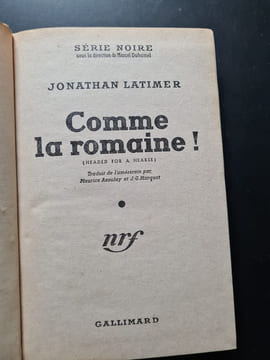 Comme la romaine. Jonathan Latimer