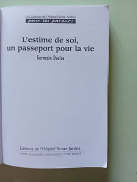 L'estime de soi un passeport pour la vie. Duclos Germain