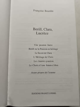 Berill Clara Lucrèce. Françoise Bourdin