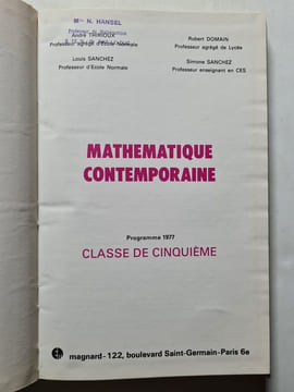 Mathématique contemporaine. A. Thirioux L. et S. Sanchez R. Domain