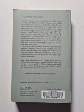 Leçons particulières. Alain Claude Sulzer