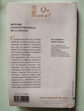 Histoire constitutionnelle de la France. Verpeaux Michel Bodineau Pierre