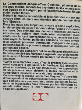 La vie et la mort des coraux. DIOLÉ ET COUSTEAU