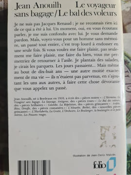 Le voyageur sans bagage suivi de Le bal des voleurs. Anouilh
