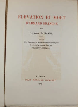Élévation et mort d'Armand Branche. Georges Duhamel