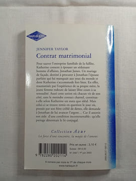 Contrat matrimonial. Jennifer Taylor