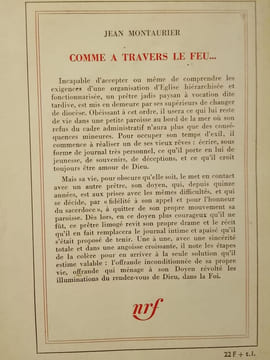 Comme à travers le feu. Jean Montaurier