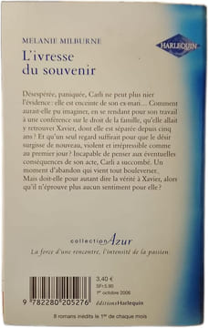 L'ivresse du souvenir. Milburne Melanie