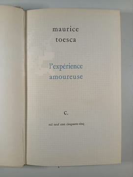 L'expérience amoureuse. Maurice Toesca