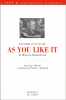 Lectures d'une oeuvre : As you like it de William Shakespeare. Maurice Abiteboul