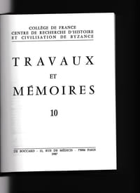 Travaux et mémoires 10
De Boccard