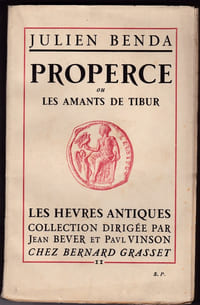 Properce ou les amants de Tibur -Grasset