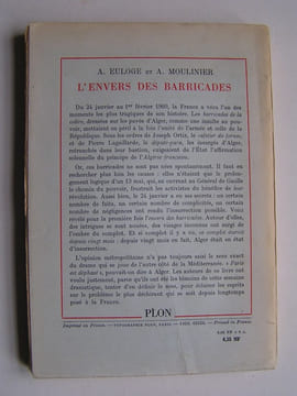 L'envers des Barricades. Vingt mois d'insurrection à Alger. André Euloge et Antoine Moulinier