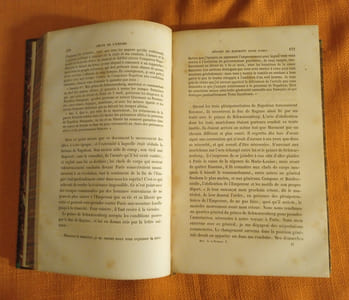 Histoire de la Restauration , Alfred Nettement , en 8 tomes reliés demi basane , Jacques Lecoffre et Cie 1860 à 1872 ,T. 1 : Restauration de 1814. Cent jours - T. 2 : Restauration de 1814. Cent jours (II) - T. 3 : Règne de Louis XVIII. Chambre de 1815 - T. 4 : Règne de Louis XVIII. Ministère de Richelieu-Decazes - T. 5 : Règne de Louis XVIII. Ministère Dessolle et Decazes, Decazes président du conseil, Second ministère de Richelieu - T. 6 : Règne de Louis XVIII. Ministère de M. de Villèle, Première phase, Décembre 1821 à Septembre 1824 - T. 7 : Règne de Charles X. Ministère de M. de Villèle, Seconde phase, Septembre 1824 à Janvier 1828 - T.8 8 : Règne de Charles X. Ministère de M. de Martignbac, Janvier 1828 au 9 août 1829, Ministère de M. de Polignac du 9 août 1829 au 29 juillet 1830, Révolution de Juillet
