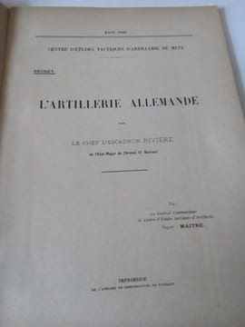 L'artillerie Allemande - 2e Bureau. Chef d'Escadron Rivière