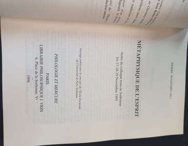 Métaphysique de l'esprit - De la forme à la force - Actes du colloque à la Sorbonne de Novembre 1995