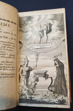 L'apothéose du dictionnaire de l'académie et son expulsion de la region celeste . Ouvrage contenant cinquante Remarques critiques sur ce Dictionnaire ...