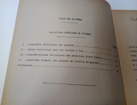 Balistique intérieure et Poudres . Chef d'Escadron Desmazières