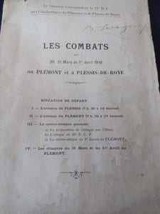 Les Combats des 30 , 31 Mars et 1er Avril 1918 au Plémont et à Plessis de Roye .