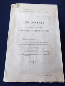 Les Combats des 30 , 31 Mars et 1er Avril 1918 au Plémont et à Plessis de Roye .