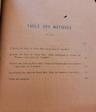 Bulletin des amis du Vieux Hué  - N.4 - 1925 - Index - Table des matières et liste des membres de 1914 à 1923. undefined
