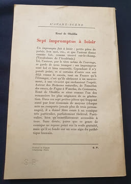 Sept impromptus à loisir . René de Obaldia