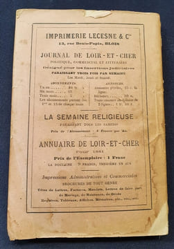 L'indicateur annuaire de Loir-et-Cher pour 1881. undefined
