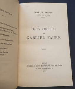 Pages choisies de Gabriel Faure 