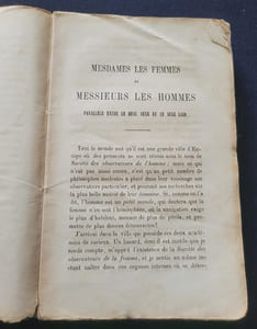  Mesdames les femmes et Messieurs les hommes , parallèle entre le beau sexe et le sexe laid