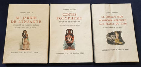 Oeuvres - 3 tomes en 3 volumes Au jardin de l'infante / Contes Polyphème / Le chariot d'Or - Symphonie héroique- aux flancs du vase. Albert Samain