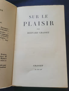 Sur le plaisir - Essai précédé d'une lettre a Léon Bérard 