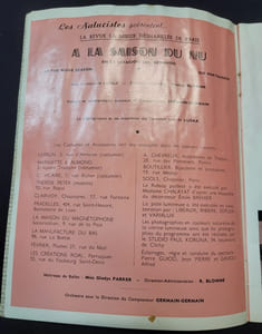 Programme du cabaret Les Naturistes 