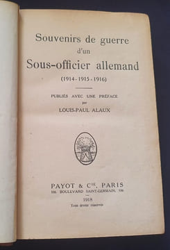souvenirs de guerre d'un sous officier allemand (1914-1915-1916). Anonyme