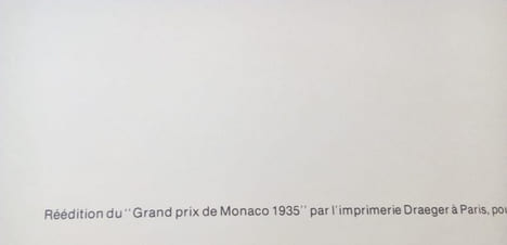 Grand Prix de Monaco 1935 - Réédition 1979. Anonyme