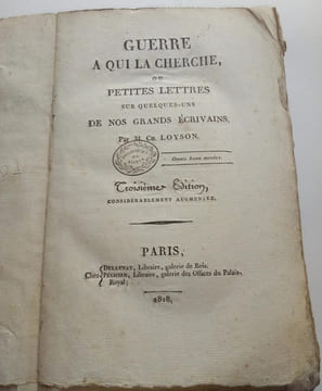 Guerre a qui la cherche ou petites lettres sur quelues-uns de nos grands écrivains . Ch  Loyson 