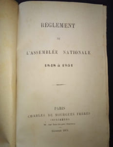 8 Textes reliés en 1 volume sur l'assemblée nationale Française au début de la 3e République 
