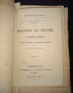 8 Textes reliés en 1 volume sur l'assemblée nationale Française au début de la 3e République 