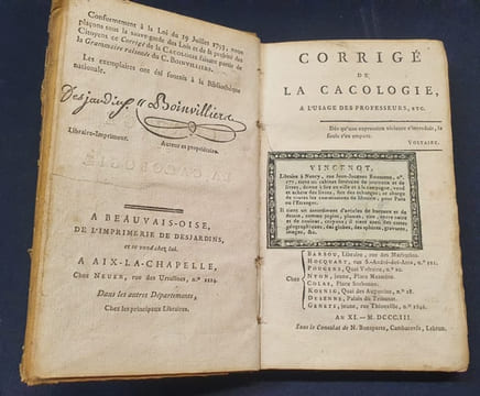 Corrigé de la Cacologie a l'usage des professeurs , etc . Anonyme ( Boinvilliers, J.)