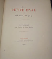 Une petite épave d'un grand poète - Supplément aux Oeuvres de Jean Racine 