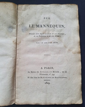 Sur le mannequin - Discours dans lequel on traite de son invention , de sa perfection et de son usage , par un ami des arts .. Barillet E.J.J.