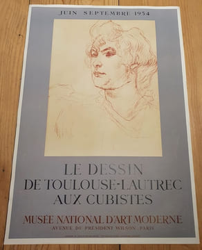  Affiche  lithographiée Mourlot - Le Dessin de Toulouse Lautrec aux Cubistes - Musée National d'Art Moderne - 1954. undefined