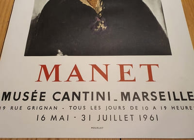  Affiche  lithographiée Mourlot - Manet - Musée Cantini - Marseille 1961