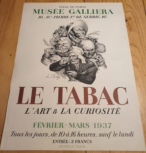  Affiche  lithographiée Mourlot - le tabac - l'art et la curiosité - Musée Galliera 1937